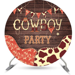 Lofaris Retro Wooden Floral Cow Prints Cowboy Party Backdrop