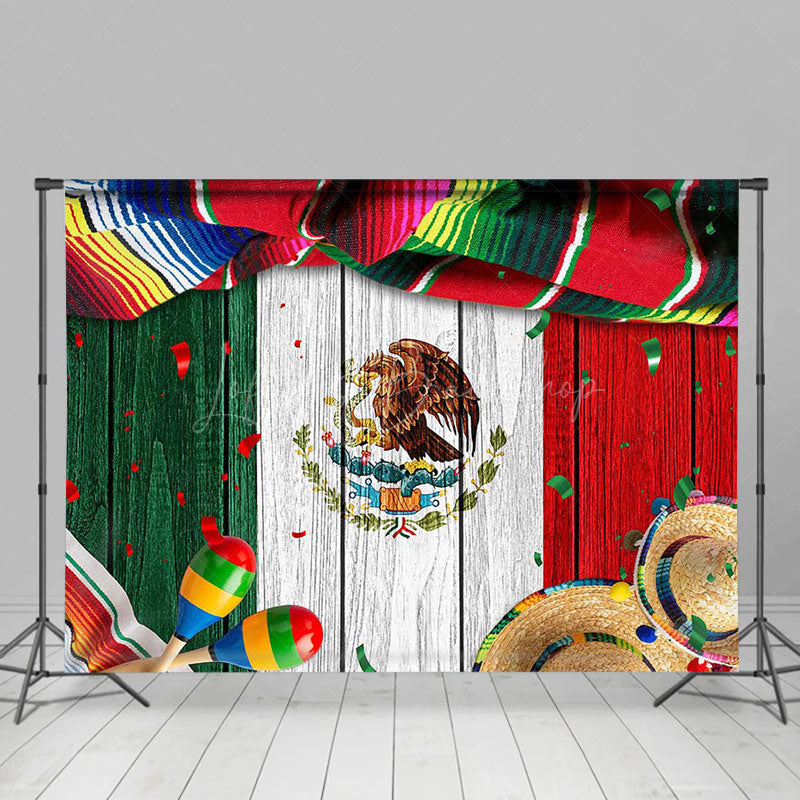 Lofaris Retro Wooden Mexico Flag Hat Independencia Backdrop