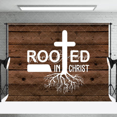 Lofaris Retro Wooden Religious Rooted In Christ Backdrop