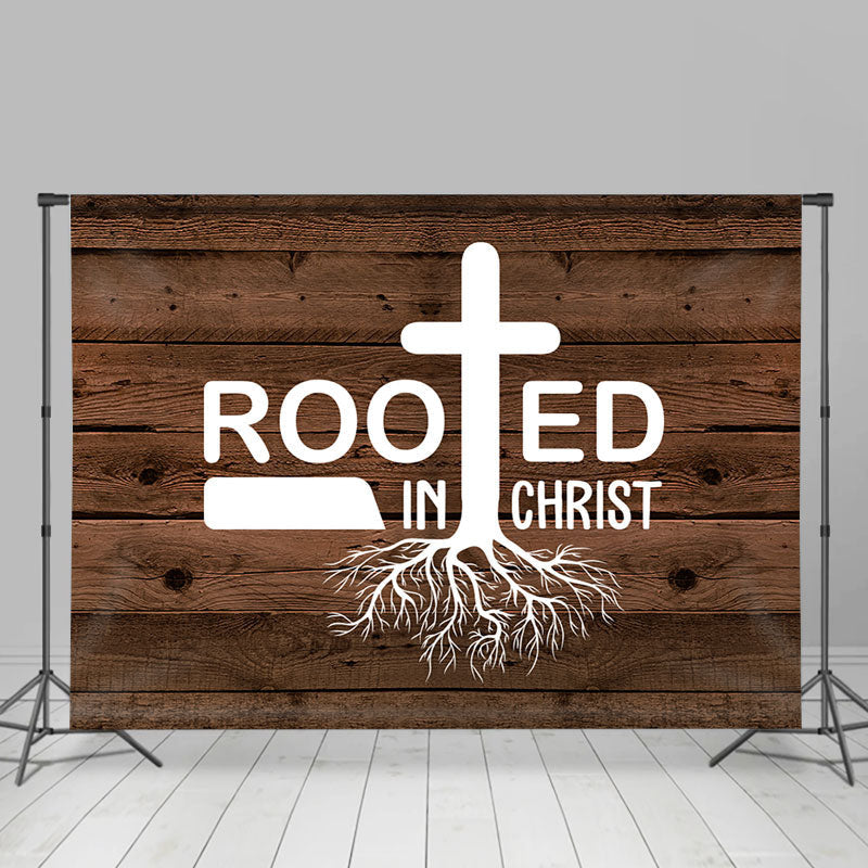 Lofaris Retro Wooden Religious Rooted In Christ Backdrop