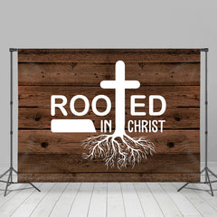 Lofaris Retro Wooden Religious Rooted In Christ Backdrop