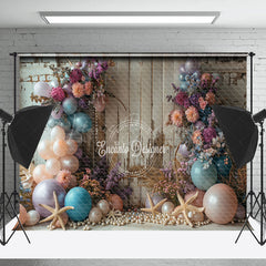 Lofaris Retro Wooden Wall Balloon Floral Cake Smash Backdrop