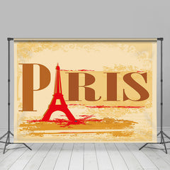 Lofaris Retro Yellow Red Eiffel Tower Paris Party Backdrop