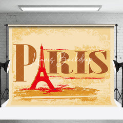 Lofaris Retro Yellow Red Eiffel Tower Paris Party Backdrop