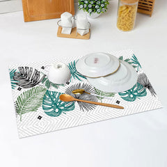 Lofaris Rhombus Plaid Green Black Leaves Set Of 4 Placemats