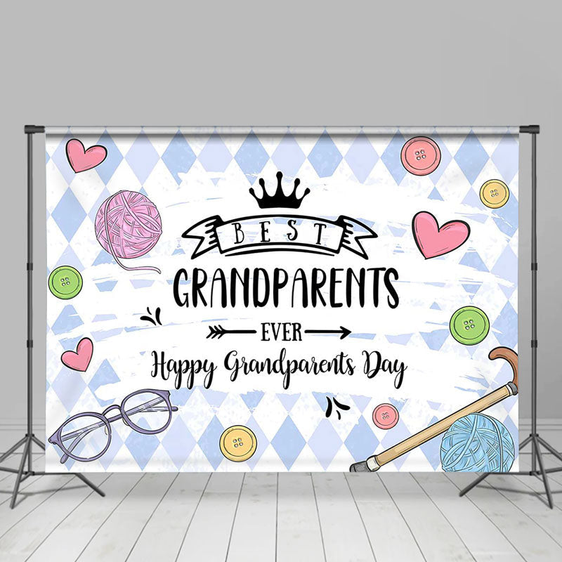 Lofaris Rhombus Yarn Buttons Happy Grandparents Day Backdrop