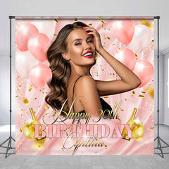 Lofaris Ribbon Balloon Pink Custom 30th Birthday Backdrop