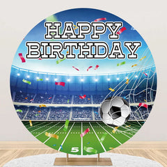 Lofaris Ribbon Football Goal Stadium Round Birthday Backdrop