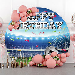 Lofaris Ribbon Football Goal Stadium Round Birthday Backdrop