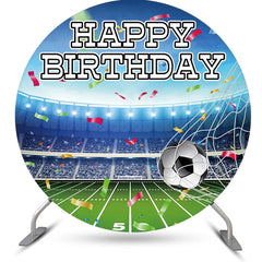 Lofaris Ribbon Football Goal Stadium Round Birthday Backdrop