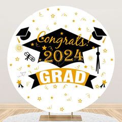 Lofaris Ribbon Stars Bachelor Cap Circle Graduation Backdrop