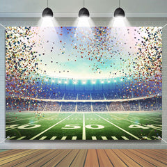 Lofaris Ribbons Sky Football Field Winner Sport Backdrop