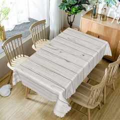 Lofaris Rice White Wood Grain Decorative Rectangle Tablecloth