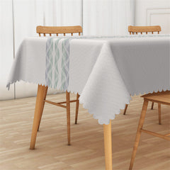 Lofaris Ripple Pattern White Simple Rectangle Tablecloth