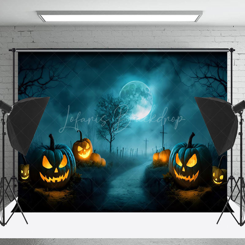 Lofaris Roadside Scary Pumpkin Night Halloween Backdrop