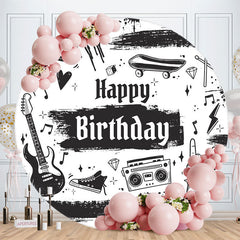 Lofaris Rock And Roll Music Style Round Birthday Backdrop