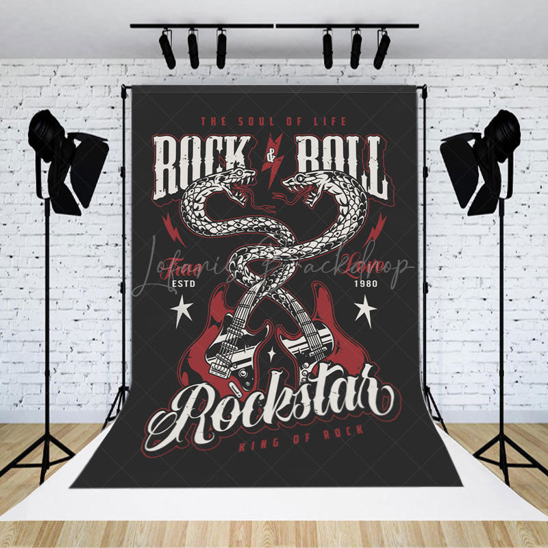 Lofaris Rock And Roll Snake Guitar Musical Party Backdrop