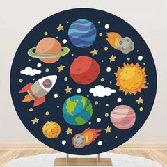 Lofaris Rocket Stars Cloud Galaxy Round Birthday Backdrop