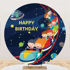 Lofaris Roller Coaster Child Galaxy Round Birthday Backdrop