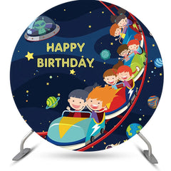 Lofaris Roller Coaster Child Galaxy Round Birthday Backdrop