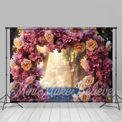 Lofaris Romantic Big Roses Arch Door Bokeh Flower Backdrop