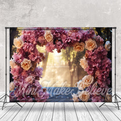 Lofaris Romantic Big Roses Arch Door Bokeh Flower Backdrop