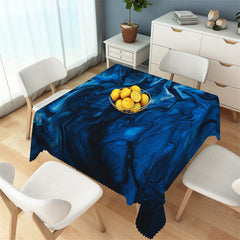 Lofaris Romantic Blue Black Fluid Patterns Square Tablecloth