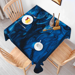 Lofaris Romantic Blue Black Fluid Patterns Square Tablecloth