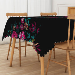 Lofaris Romantic Floral Red Roses Botanical Black Tablecloth