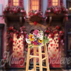 Lofaris Romantic House Window Rose Valentines Day Backdrop