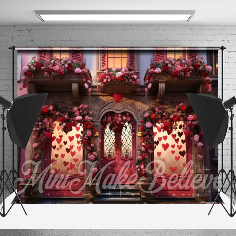 Lofaris Romantic House Window Rose Valentines Day Backdrop