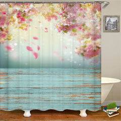 Lofaris Romantic Peach Blossom Petals Bath Shower Curtain