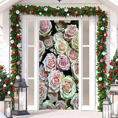 Lofaris Romantic Pink Blooming Rose Valentines Door Cover