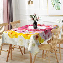 Lofaris Romantic Pink Flower Circle Rectangle Tablecloth