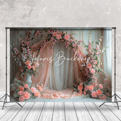 Lofaris Romantic Pink White Curtain Floral Wedding Backdrop