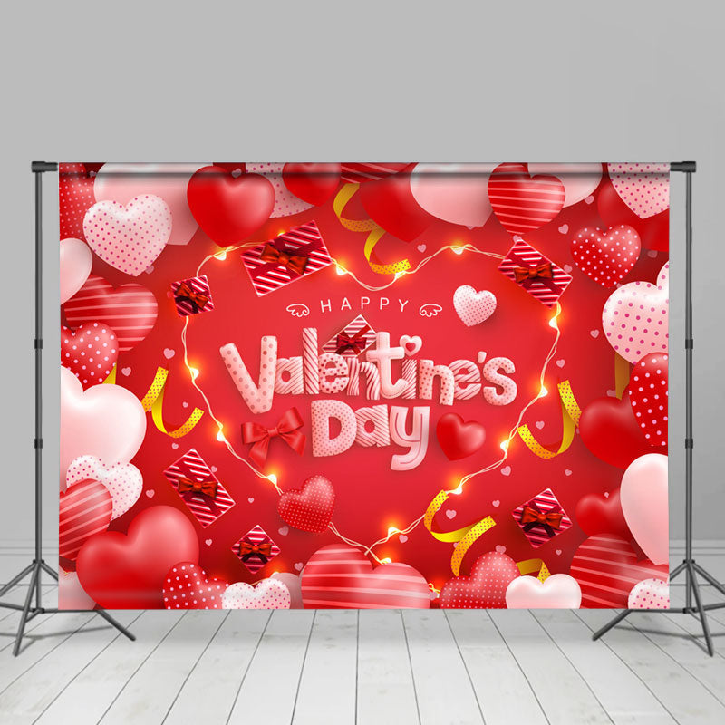 Lofaris Romantic Red Light Heart Valentines Day Backdrop