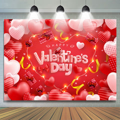 Lofaris Romantic Red Light Heart Valentines Day Backdrop