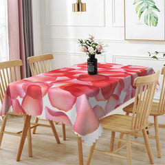 Lofaris Romantic Red Petal Patterns Rectangle Tablecloth