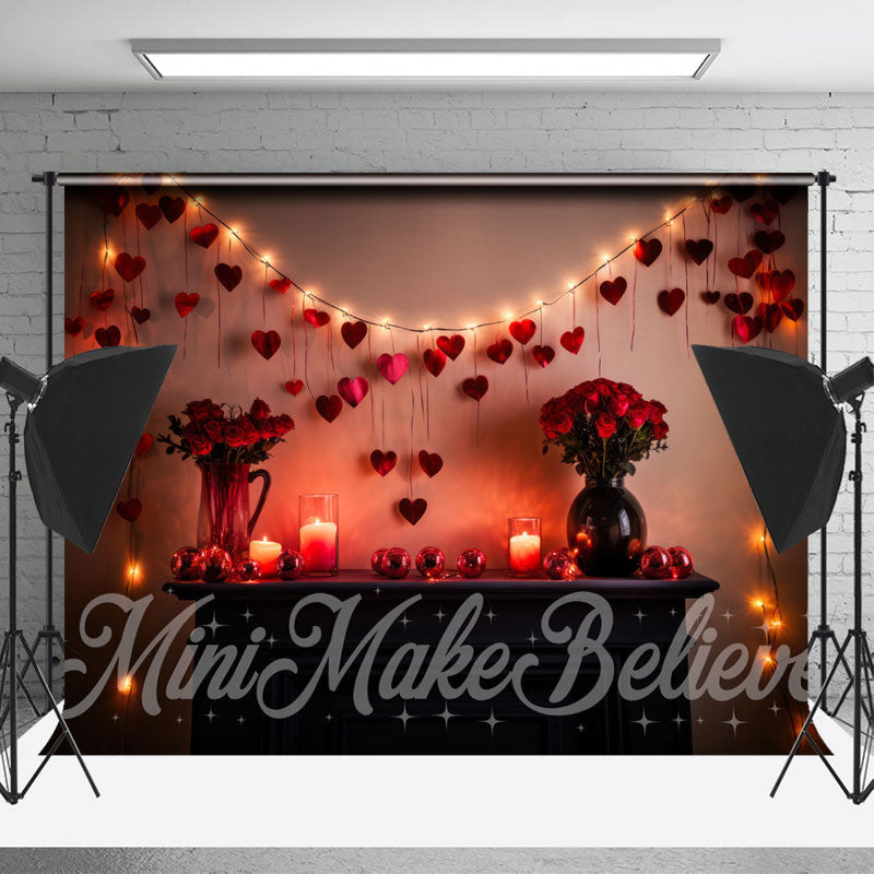 Lofaris Romantic Red Rose Dim Light Valentines Day Backdrop