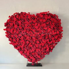 Lofaris Romantic Red Rose Heart Shaped Artificial Flower Wall