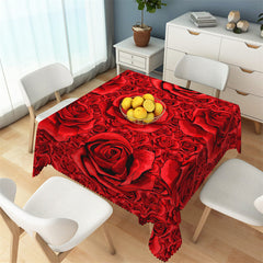 Lofaris Romantic Red Rose Valentines Day Square Tablecloth