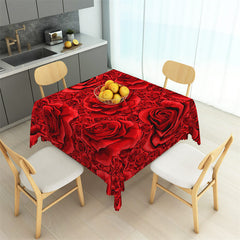 Lofaris Romantic Red Rose Valentines Day Square Tablecloth