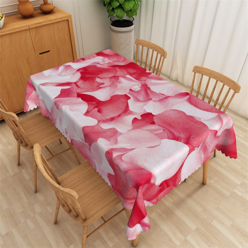 Lofaris Romantic Rose Pink Floral Petal Dining Tablecloth