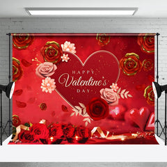 Lofaris Romantic Roses Red Heart Valentines Day Backdrop