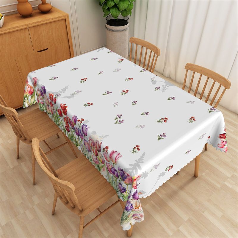 Lofaris Romantic Spring Flower Pattern Rectangle Tablecloth