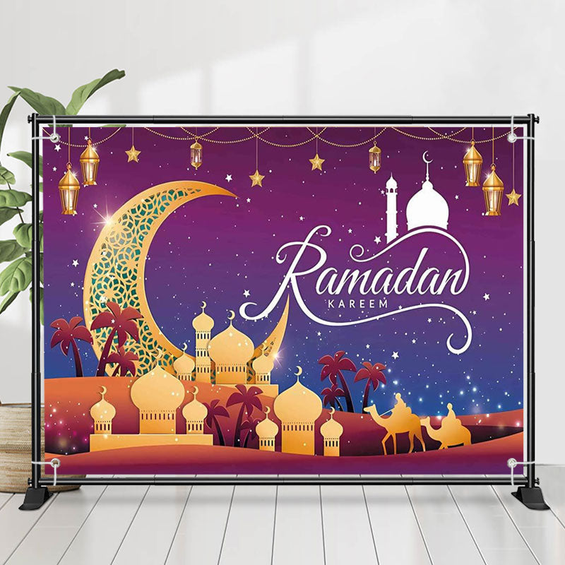 Lofaris Romantic Stars Night Moon Palace Ramadan Backdrop