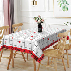 Lofaris Romantic White Plaid Heart Tablecloth For Valentines