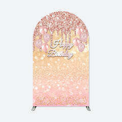 Lofaris Rose Glod Glitter Bokeh Happy Birthday Arch Backdrop