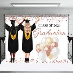 Lofaris Rose Gold Balloon Class Of 2024 Grads Backdrop