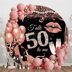 Lofaris Rose Gold Balloon Heel Round 50th Birthday Backdrop